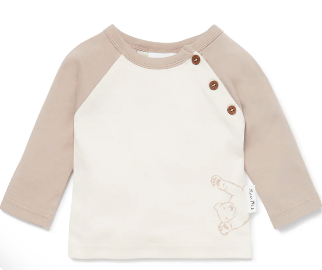 Aster & Oak Organic Bear Print Raglan Tee