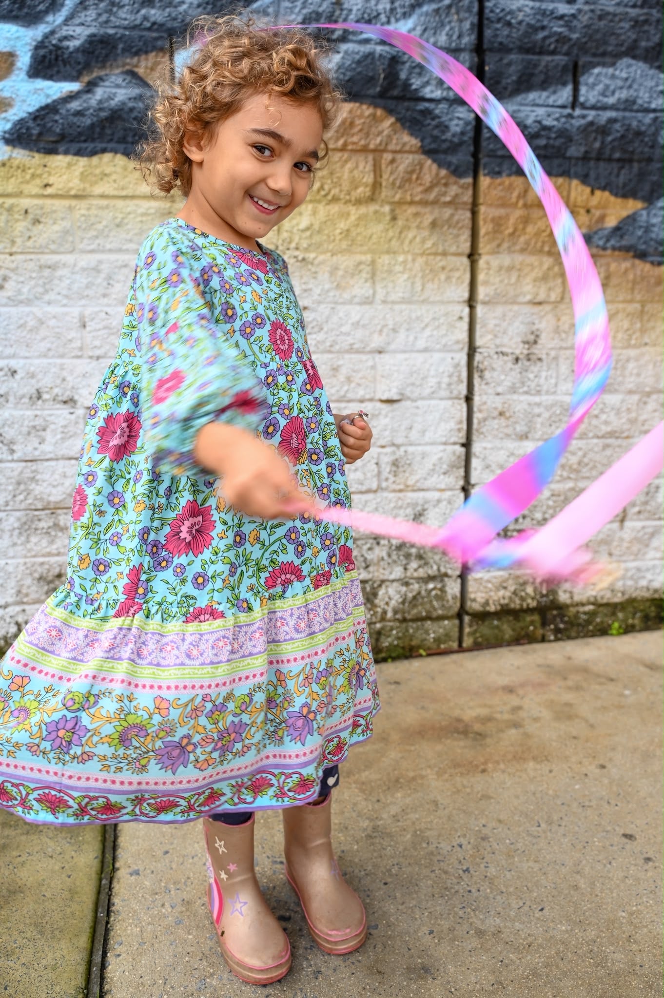 MilaMeli Lotte Dress Aqua Wildflower Print