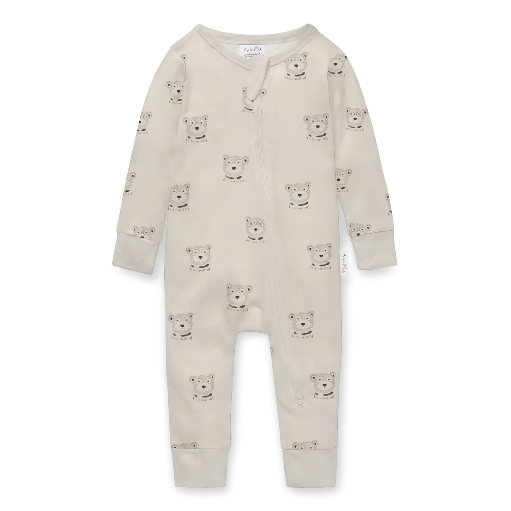 Aster & Oak Organic Zip Romper – Byron Bear Onesie