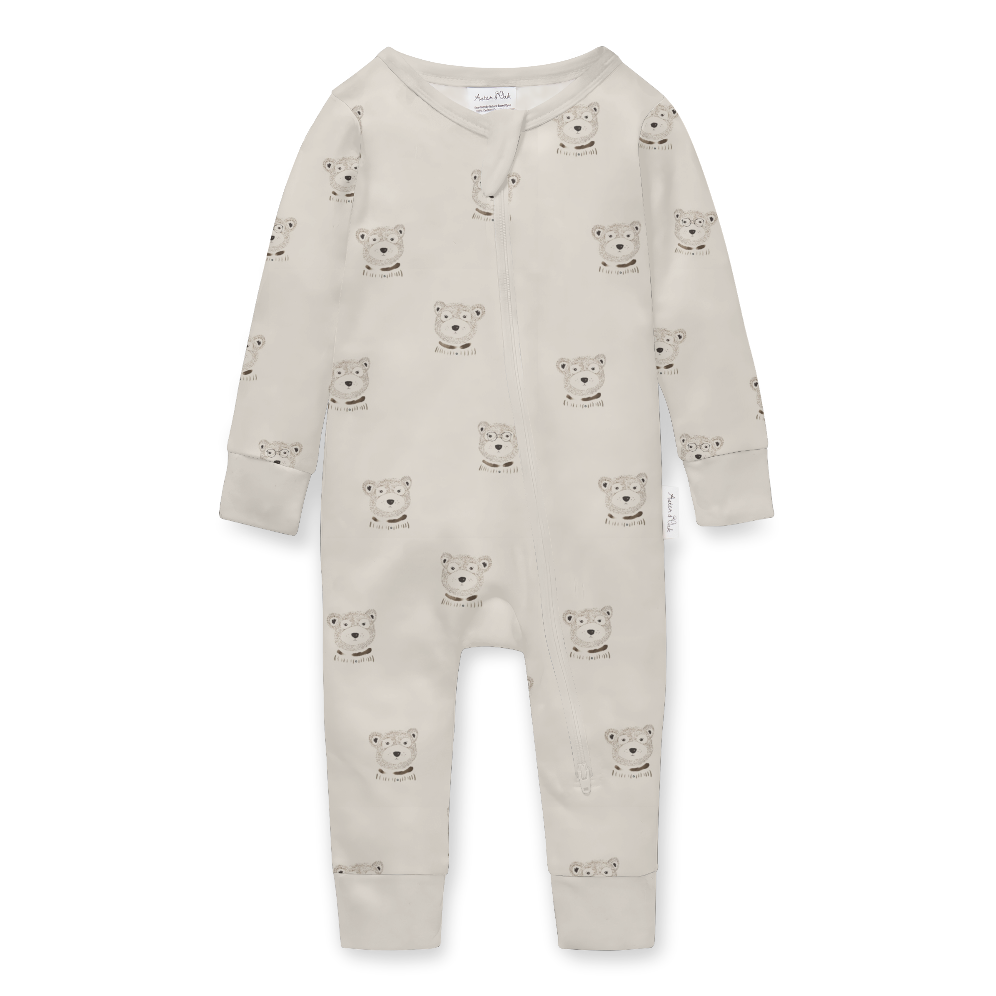 Aster & Oak Organic Zip Romper – Byron Bear Onesie