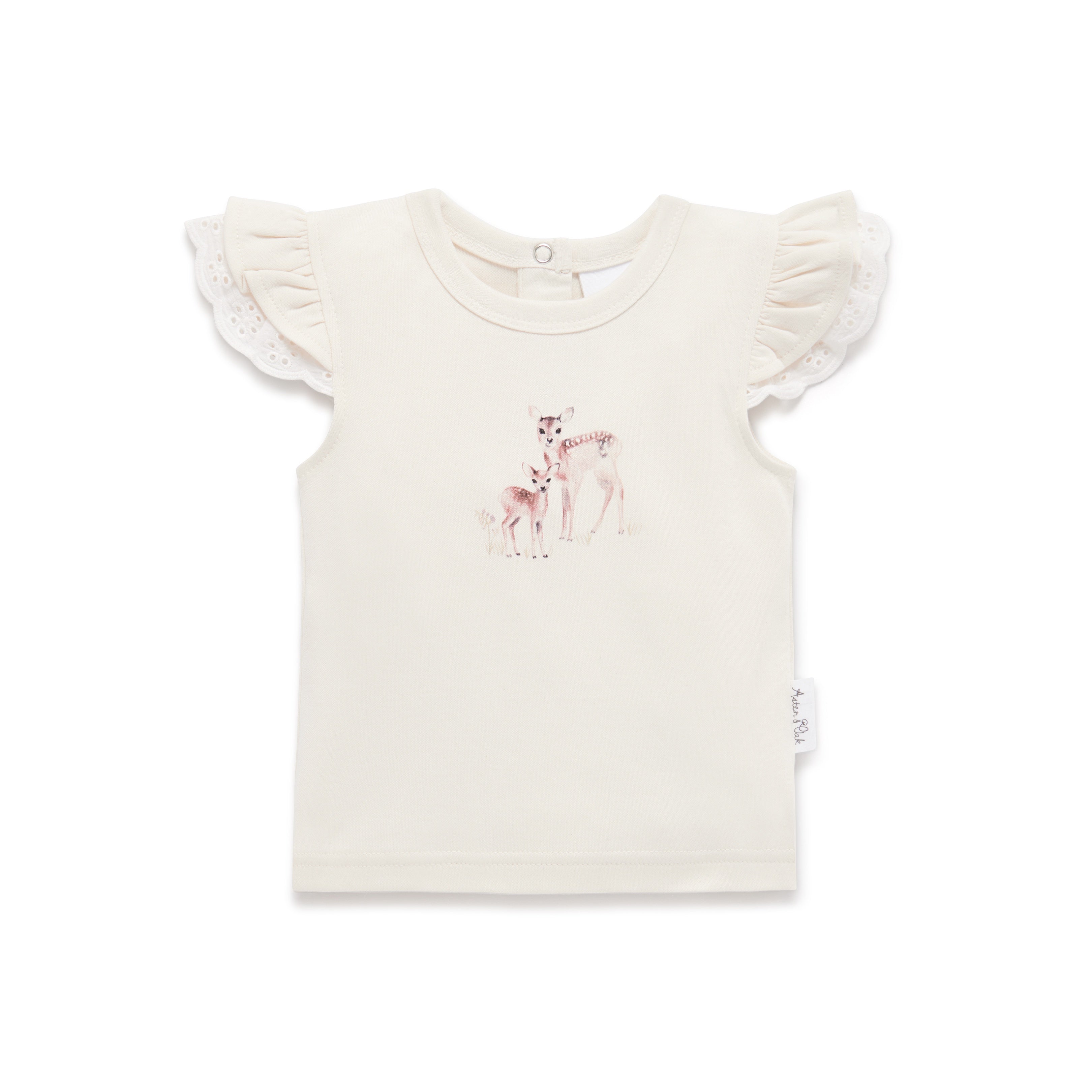 Aster & Oak Organic Cotton Flutter Top – Fawn Meadow Floral Blouse