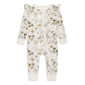 Baby onesie with butterfly and floral pattern on a white background
