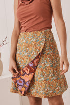 MahaShe Chameleon Reversible Skirt in Poppy Peach & Buttercup| 2-in-1 Cotton A-Line Wrap Skirt