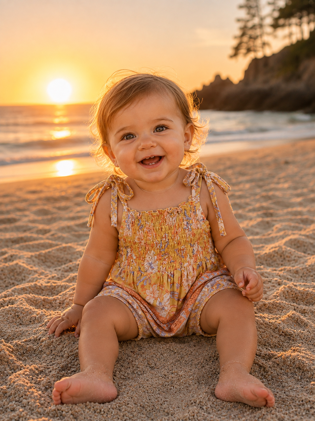 MilaMeli Baby Chloe Jumpsuit Sunrise Botanica Print