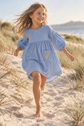 MilaMeli Evie Dress Periwinkle Muslin Cotton