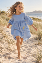 MilaMeli Evie Dress Periwinkle Muslin Cotton