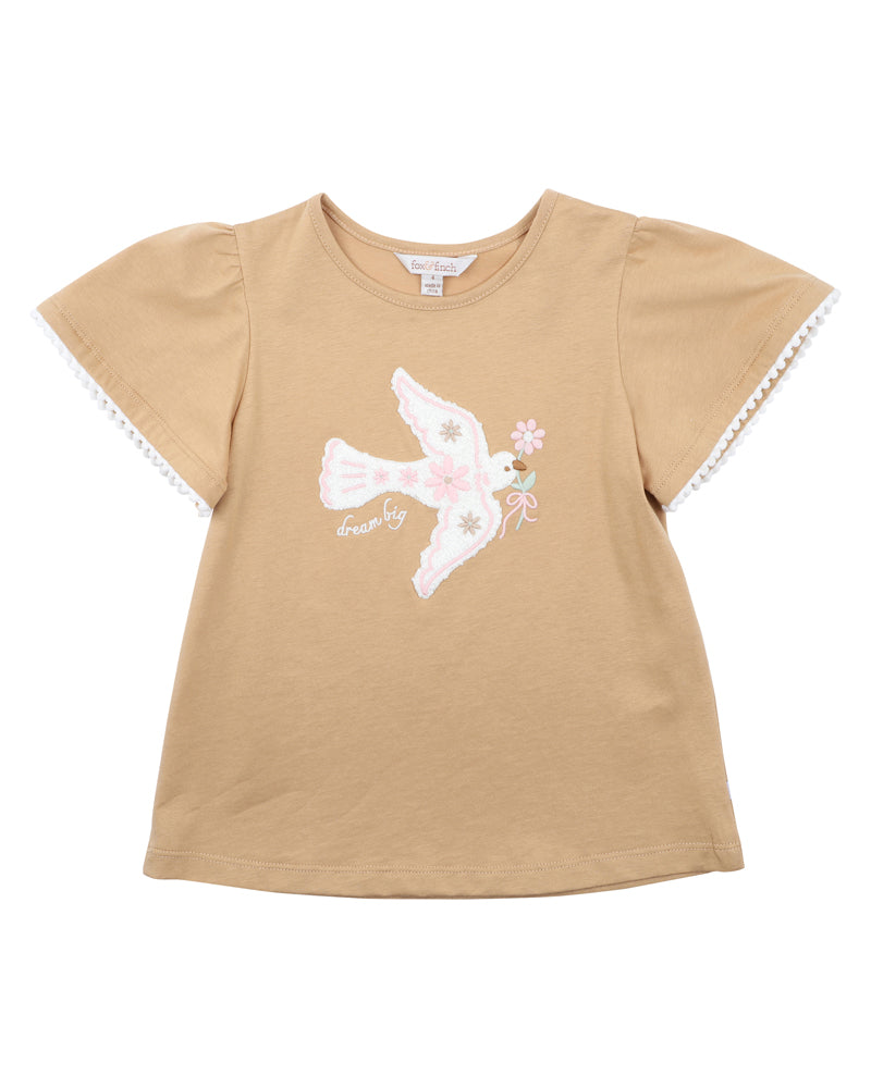 Fox & Finch Girls Sweet Spot Dream Big Tee - Summer Dove Graphic T-Shirt