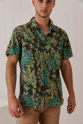 MahaShe Men’s Short Sleeve Shirt | 100% Cotton Printed Button-Down