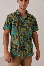 MahaShe Men’s Short Sleeve Shirt | 100% Cotton Printed Button-Down