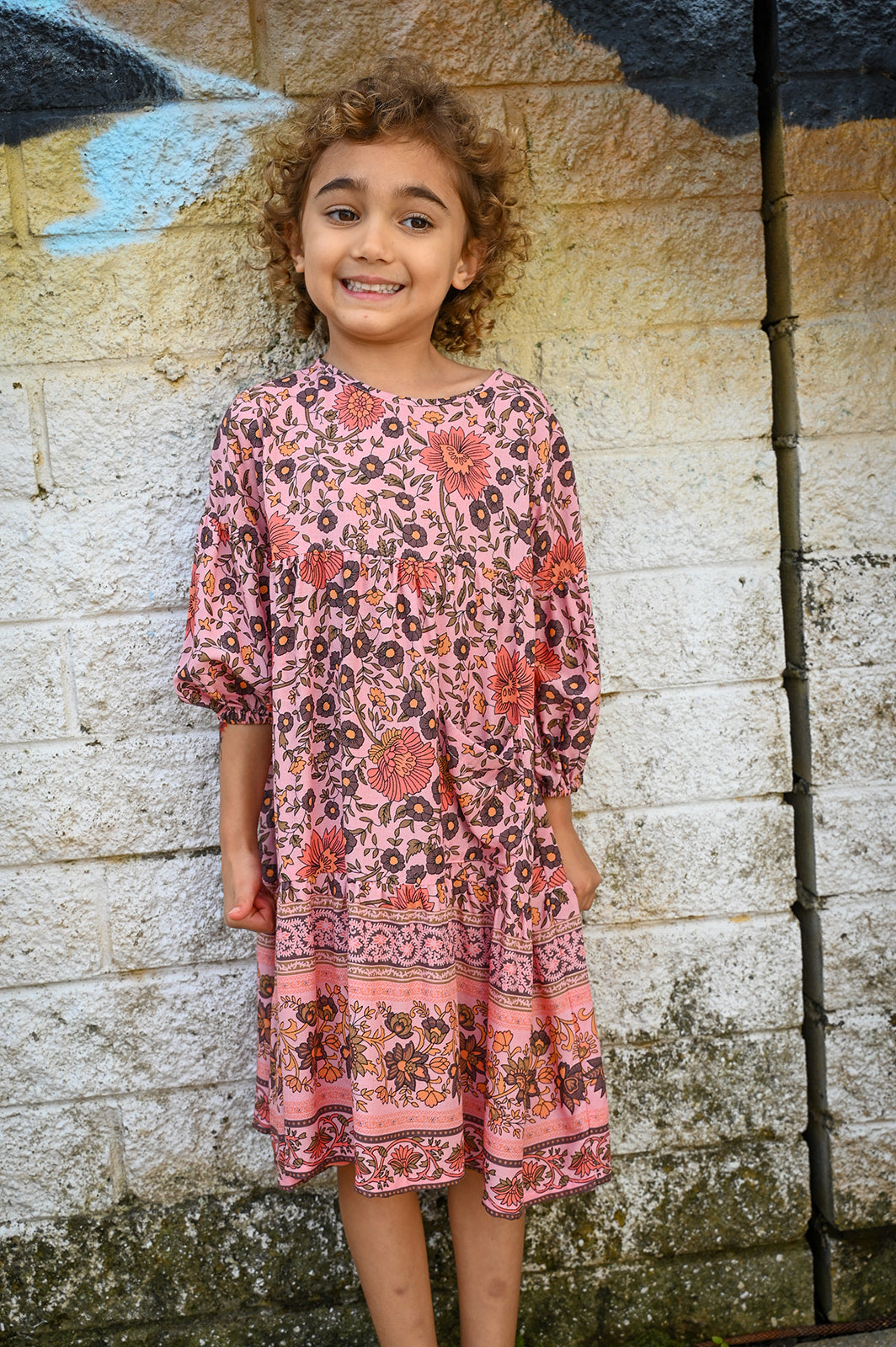 MilaMeli Lottie Dress Blush Wildflower Print