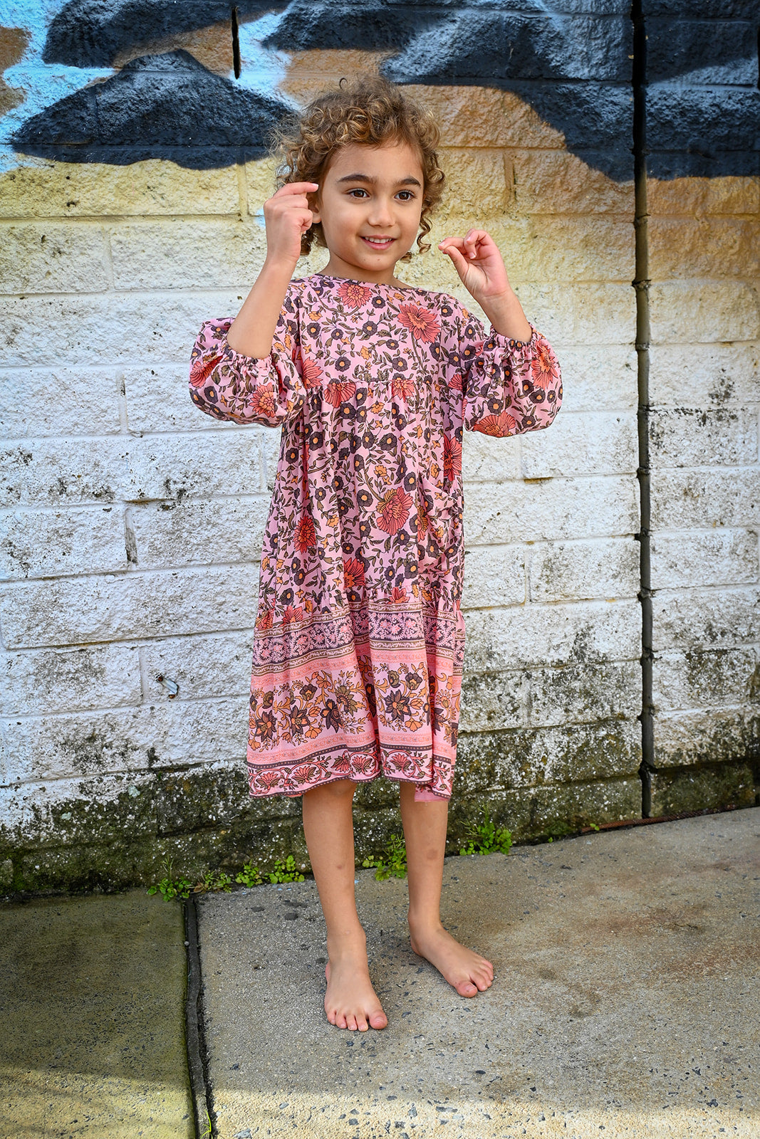 MilaMeli Lottie Dress Blush Wildflower Print