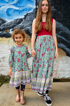 MilaMeli Lotte Dress Aqua Wildflower Print