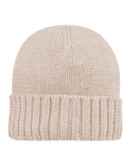 Toshi Organic Beanie Rover Driftwood, a Beige knit beanie on a white gray background.