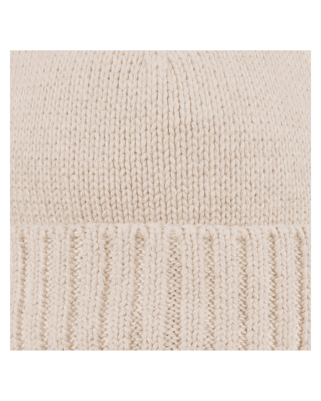 Close-up of Toshi Organic Beanie Rover Driftwood, a Beige knit beanie on a white background.
