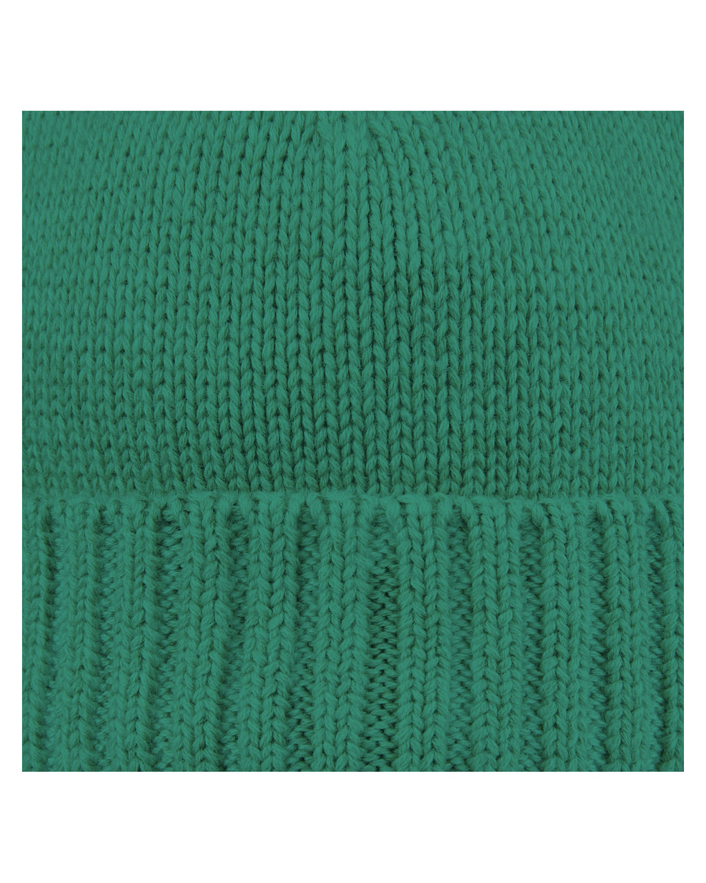 Close-up of Toshi Organic Beanie Rover Tea Tree, a a green knit beanie on a white background.