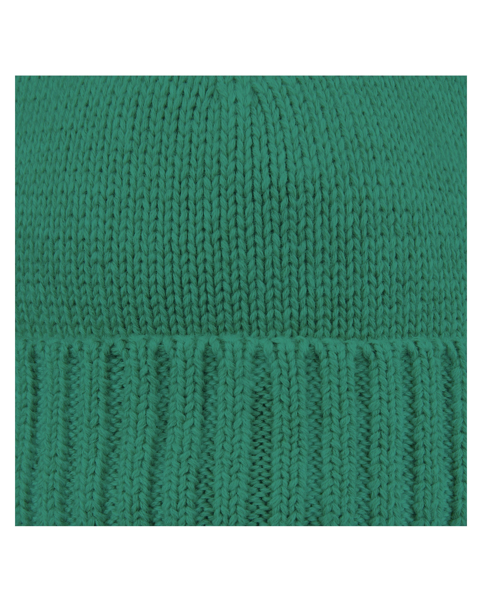 Close-up of Toshi Organic Beanie Rover Tea Tree, a a green knit beanie on a white background.