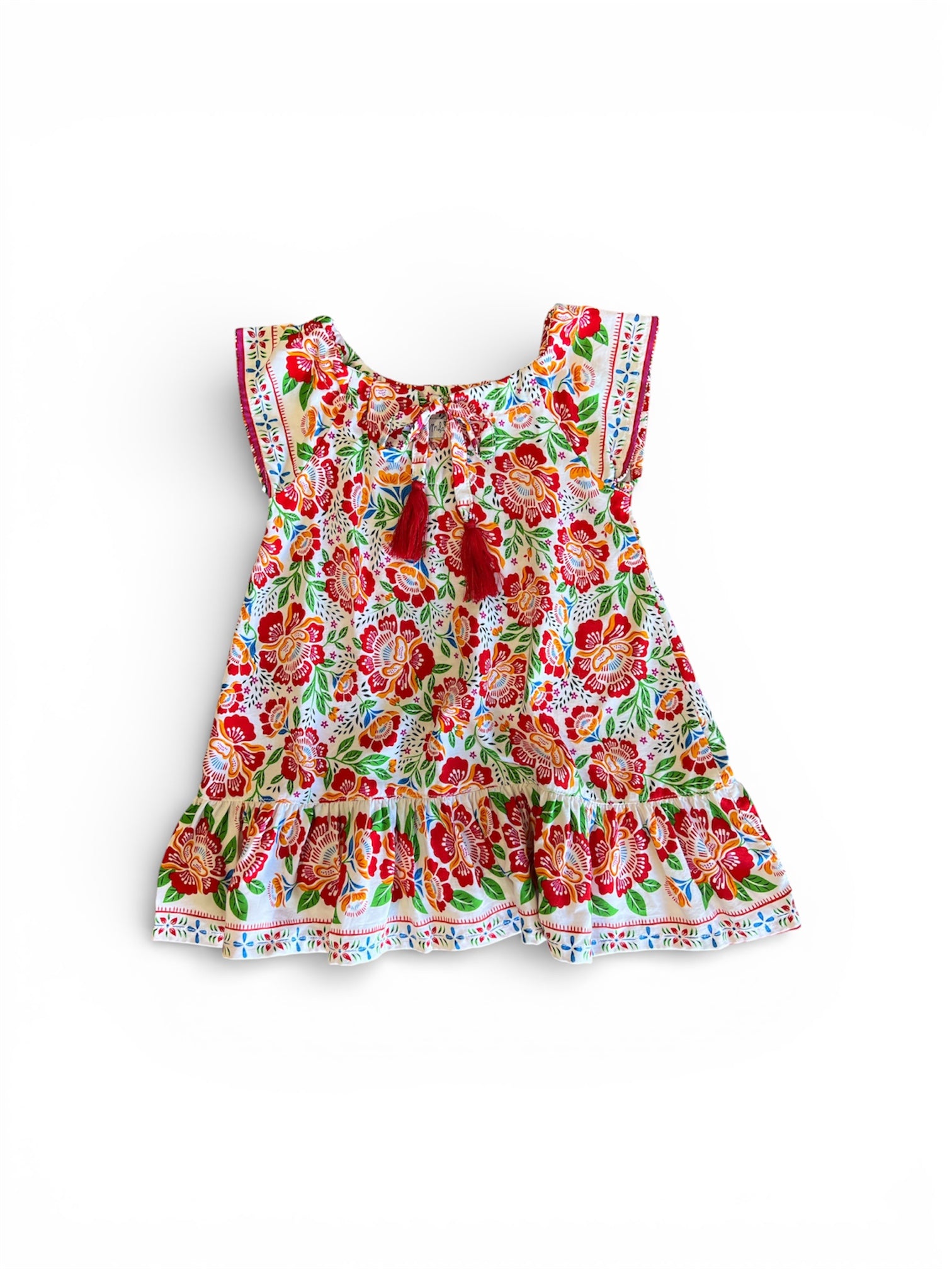 MilaMeli Jesse Frill Dress - Fiesta Bloom White