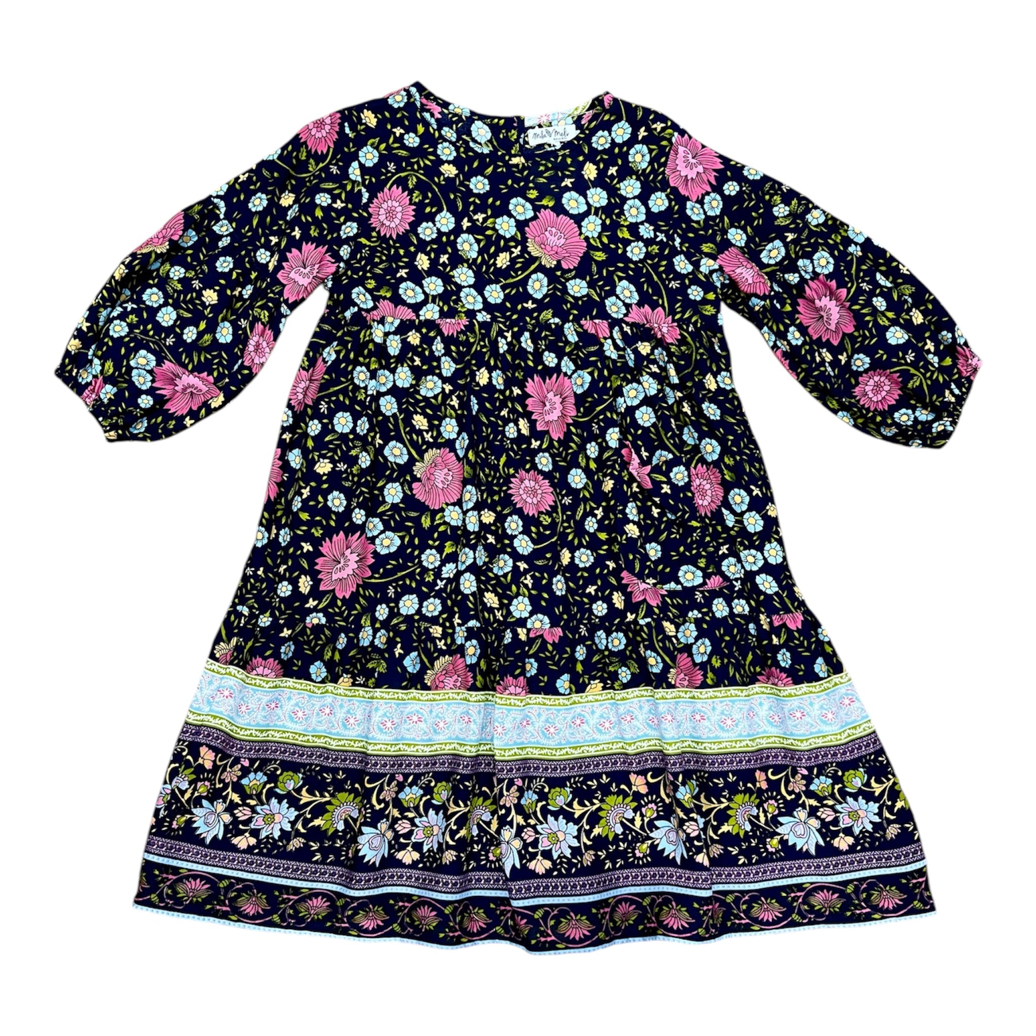 MilaMeli Lotte Dress Indigo Wildflower Print