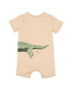Fox & Finch Baby Boy Crocodile Short Sleeve Zip Romper - Blue Jersey One-Piece