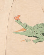 Fox & Finch Baby Boy Crocodile Short Sleeve Zip Romper - Blue Jersey One-Piece