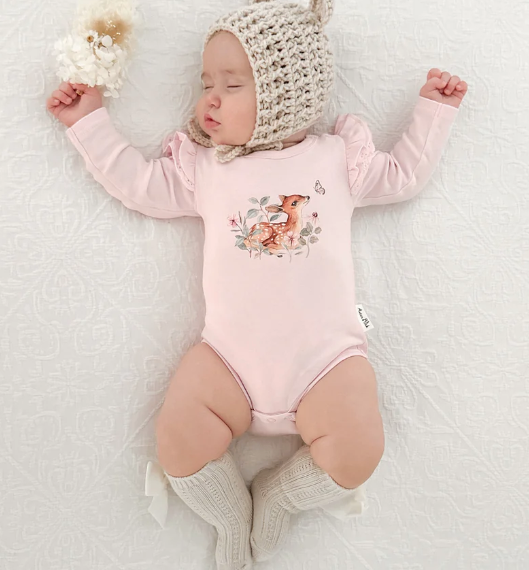 Aster & Oak Organic Cotton Onesie – Vintage Meadow Floral Bodysuit