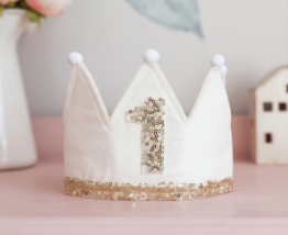 Alimrose Ivory Birthday Crown - Adjustable Fabric Keepsake