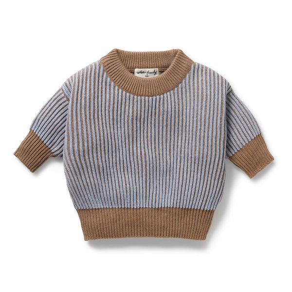 W&F W25 Coco Blue Speckle Organic Knitted Jumper WFW2552-02A