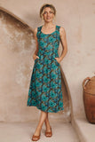 MahaShe Bianca Midi Dress in Bluebell | 100% Cotton Floral A-Line Dress