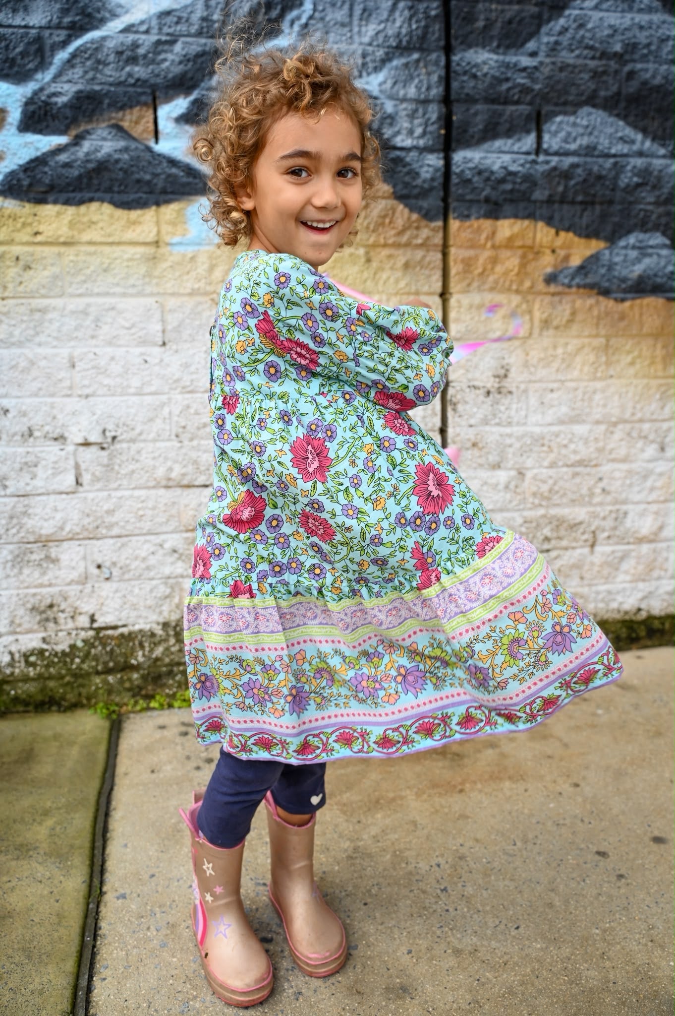 MilaMeli Lotte Dress Aqua Wildflower Print