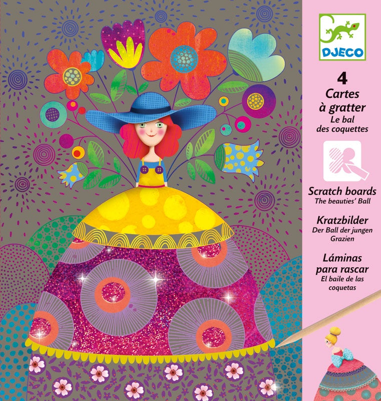 Djeco The Beauties Ball Scratch Art Kit – Creative Craft Set for Kids