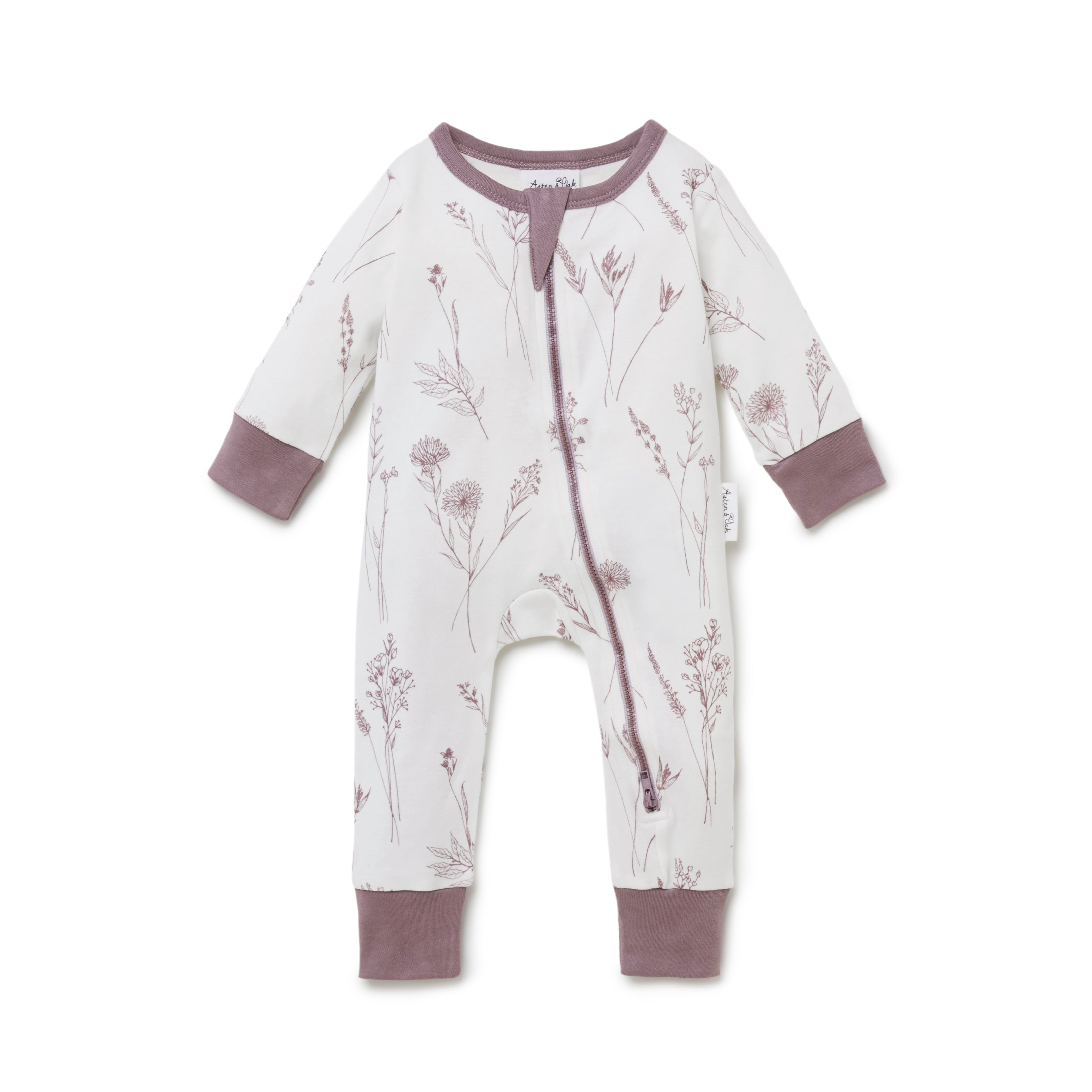 Aster & Oak Organic Wildflower Zip Romper - Floral Onesie