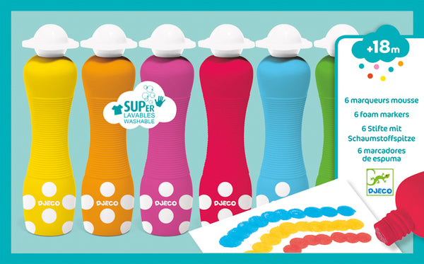 Djeco 6 Foam Markers - DJ9002