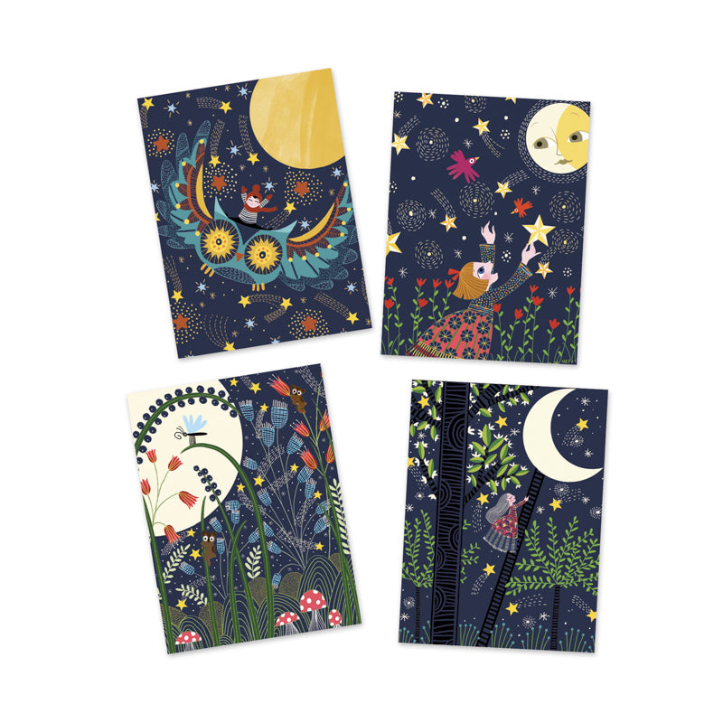 Djeco Full Moon Scratch Art Kit – 4-Piece Nature Inspired DIY Craft Set for Kids